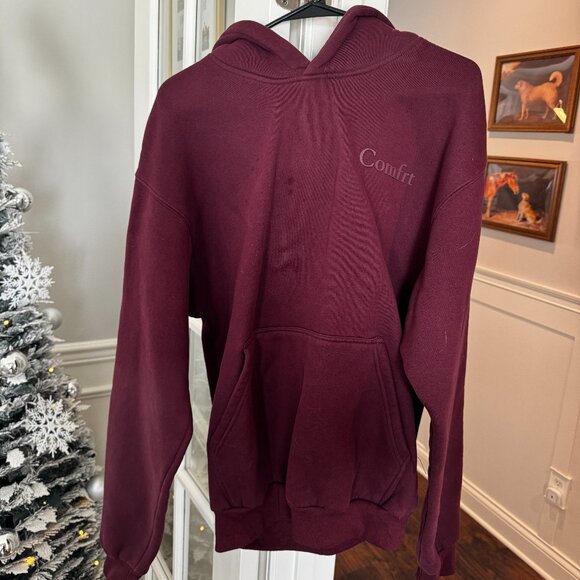 Comfrt Sweat Set Minimalist Bundle XS Hoodie & S Sweatpants (2pc) Maroon - Picture 3 of 5